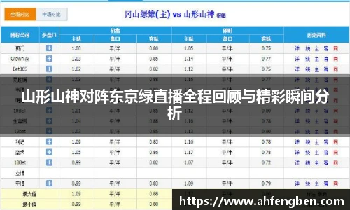 山形山神对阵东京绿直播全程回顾与精彩瞬间分析